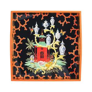 The Courtship Lacquer Square Tray Birds Heron Lacquer Square Tray Food Vegetable Vajilla Artículos y piezas decorativas Best 2024 - Product Image 6