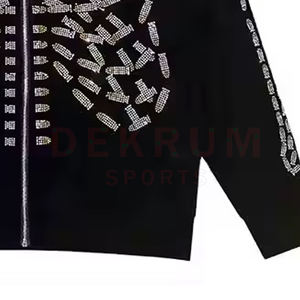 Jersey estilo de bolsillo hecho de alta venta Sudadera con capucha de diamantes de imitación tela transpirable hombres de alta calidad Sudadera con capucha de diamantes de imitación - Product Image 5