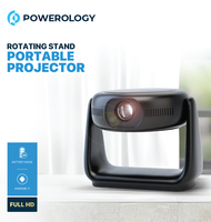 Projecteur LCD portable Powerology avec support rotatif, haut-parleurs intégrés, lampe LED HD 1080p, 700 lumens, garantie 1 an, home cinéma