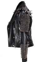 Blouson de moto clouté pour homme, taille adulte, noir, style punk, en cuir, coupe longue, avec clous, coupe-vent, vêtement de sport, clous robustes, couleurs personnalisables