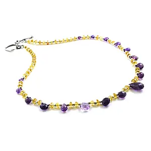 Collier bohème vintage pour femme, bijoux religieux, pierres précieuses, perles, jaune, violet, perle, turquoise, grenat, principalement en jade - Product Image 2