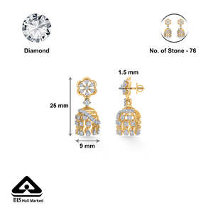 ต่างหูเพชรทรงจัมก้าประดับทองคำแบบหรูหราสำหรับผู้หญิง - Product Image 5