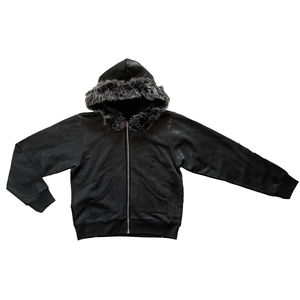 2025 hiver couleur unie à manches longues coton mélangé à capuche avec fourrure personnalisé haute qualité basics sweats à capuche - Product Image 1