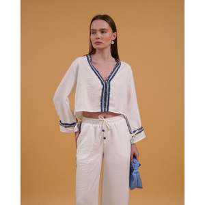 Camisas de Mezclilla a Rayas al por Mayor para Mujer, Blusas Elegantes para Uso Casual o Profesional - Product Image 2