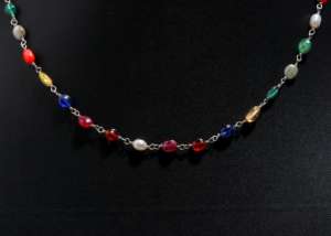 Tendance fait à la main Navratan argent chapelet chaîne 5X7mm Navratan forme ovale perles en argent Sterling pierres précieuses chapelet chaîne collier - Product Image 4