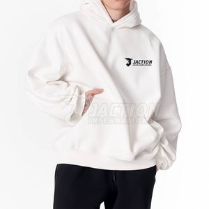 Basiques dernier style couleur unie hommes sweats à capuche surdimensionnés 100% coton vente en gros pas cher hommes sweats à capuche surdimensionnés - Product Image 2