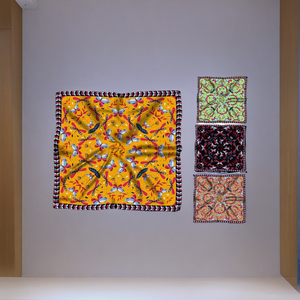 Custom Floral Green Border Satin Square Scarf for Women Digital Printed Dot Animal Fashionable Solid Silk Design for Gifting - Product Image 4