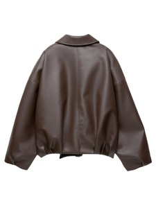 Nouvel arrivage de vestes en cuir véritable pour femmes vestes en cuir personnalisées à la mode surdimensionnées à manches longues fermeture à boutons complets - Product Image 2