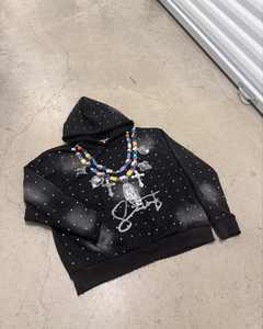 Applique brodée en détresse XXL survêtement pour hommes respirant éponge française lavage à l'acide pantalons de survêtement et ensemble de sweat à capuche coupe ample - Product Image 5