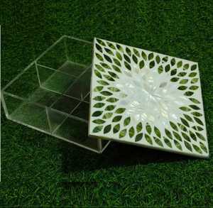 Caja de Almacenamiento de Alimentos Hecha a Mano con Nácar y Laca de Madera, Contenedor Decorativo Elegante para Frutos Secos, Chocolates, Decoración del Hogar - Product Image 4