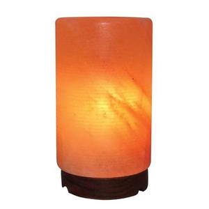 Lampe au sel organique de l'Himalaya autorisée GMP, forme cylindrique, cordon et ampoule électriques sculptés pour la décoration de la maison, artisanat naturel - Product Image 1