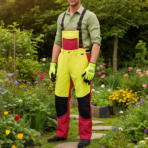 Neon Yellow/Red Comfort <b>Garden</b> Protective <b>Trousers</b> Size 48 - Product Image 3