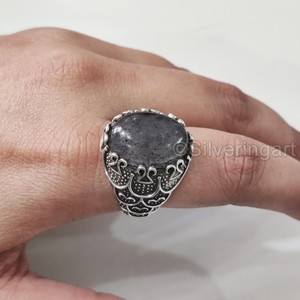 Grossiste Bague pour hommes Quartz rutile noir naturel Pierre précieuse Bague de naissance d'avril Bijoux vintage arabe Bague en argent sterling 925 - Product Image 5