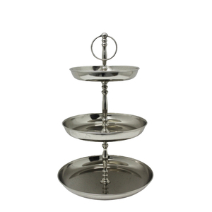 ขาตั้งเค้กลอยน้ำสีเงินและสีธรรมชาติสำหรับงานแต่งงานและตกแต่งบนโต๊ะอลูมิเนียมและไม้4ชั้นยืนเค้กพร้อมที่จับ - Product Image 2