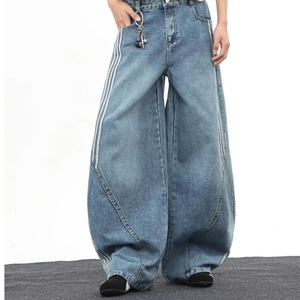 กางเกงยีนส์ทรงตรงสไตล์สตรีทแวร์ ผ้าเดนิมระบายอากาศดี ไซส์ใหญ่ แฟชั่นใหม่สำหรับผู้หญิง ดีไซน์ลำลอง มีเชือกผูกเอว ลุคสบายๆ ล้างสีแบบวินเทจ ใช้งานได้หลากหลาย - Product Image 2