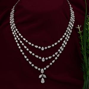 Collier en or blanc 18 carats plaqué diamants de laboratoire multiformes de luxe pour mariage, bijoux unisexes, 28,45 carats, clarté VVS F - Product Image 5