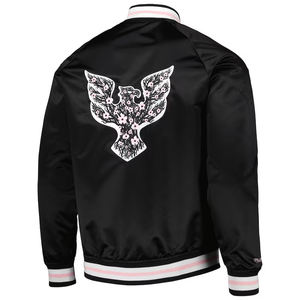 Bomber en satin brodé personnalisé Patched Letterman tache hommes femmes à la mode bouton Type Versity veste Design de mode Versity - Product Image 2