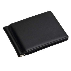 Portefeuille RFID en or massif unisexe, sac messager fin, vintage, pince à billets ouverte, portable, tendance, cuir véritable, bio - Product Image 5