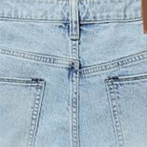 กางเกงยีนส์ขาสั้นทรงหลวมสีฟ้าทำจากผ้าฝ้าย100% สไตล์ลำลองทรงตรงเอวสูงถักฤดูร้อน - Product Image 6