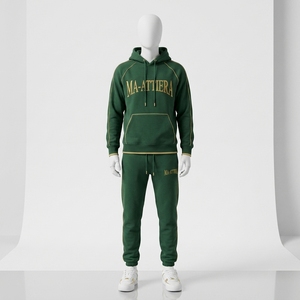 <b>Men</b> Green Hoodie Tracksuit Set <b>Pullover</b> Sweatshirt Jogger Pant Premium Sportswear Gym Training Running Fitness Casual Activewear - Product Image 1