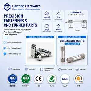 <b>Stainless</b> <b>Steel</b> Double Head Cylindrical Head Dowel <b>Pins</b> Bright Finish Customizable Diameter ISO Standard SAITONG Brand for - Product Image 1