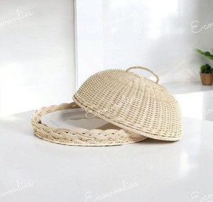 New Design Multi-Functional Wicker <b>Cake</b> Stand and Serving Platter With Wicker Dome Lid Elegant Wedding <b>Cake</b> Stand and Decoration - Product Image 5