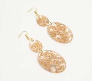 MN EXPORTS Gold Plated <b>Resin</b> Drop Earrings with Natural Pearl Women's Bohemian Oval Statement Party Jewelry for Islam Occasions - Product Image 1
