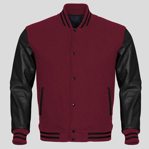 Veste universitaire tendance avec broderie personnalisée, tissu en laine, manches en cuir, adaptée aux hommes et aux femmes, service OEM - Product Image 1