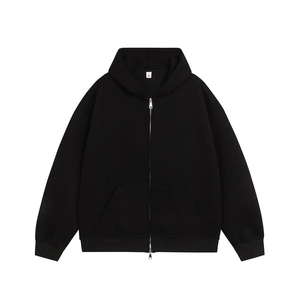 Sweats à capuche pour hommes personnalisés avec fermeture éclair, taille plus, épaules tombantes, 100% coton, motif uni décontracté, hiver, pour sweats à capuche pour hommes - Product Image 2