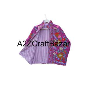 Chaqueta Corta de Invierno Hecha a Mano en India para Mujer, Algodón Transpirable Ecológico con Bordado Floral Suzani, Regalo Perfecto - Product Image 4