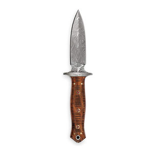 Couteau de chasse en acier Damas fait à la main avec étui en cuir, lame fixe, couteau en bois à prix avantageux, couteaux avec logo personnalisé OEM - Product Image 3