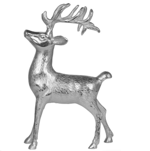 Sculpture de cerf en argent contemporain artisanat en métal poli brillant pour la décoration intérieure cadeau de bureau motif Animal créatif - Product Image 1