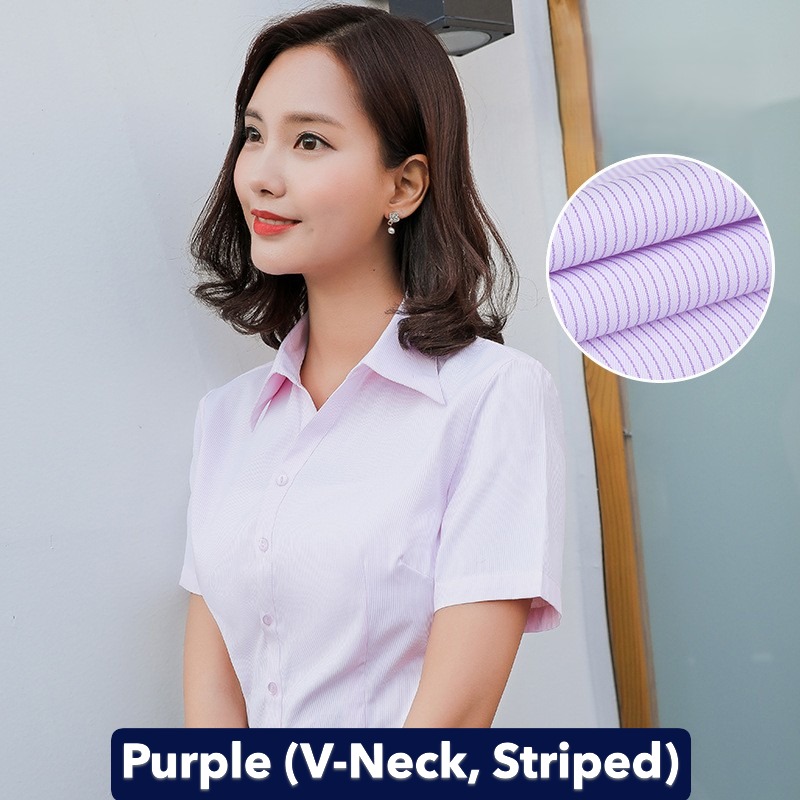 Violet (col en V, rayures étroites)