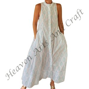 Combinaison décontractée d'été 100% coton, imprimé floral à la main, tissage doux avec fermeture éclair pour le printemps/été, adultes BPJS054 - Product Image 3