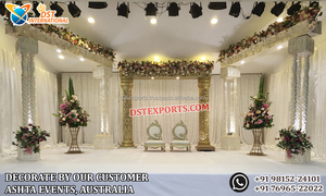 ชุดรูปแบบงานแต่งงานของอินเดียใต้ชุดรูปแบบสีขาวแกรนด์เวทีอินเดียแบบดั้งเดิมเวทีงานแต่งงานธีมสีขาวชุดเจ้าสาวตกแต่งเวที - Product Image 6