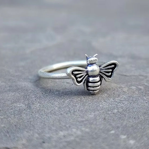 Minimalist Honey <b>Bee</b> Ring 925 Sterling Silver Dainty Stackable Band Handmade Nature Inspired Jewelry Mothers Day <b>Gift</b> Women - Product Image 3