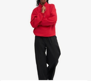 Mesdames CVC Sweatshirt polaire à manches longues et fermeture éclair Logo personnalisé Rouge écarlate Automne Meilleure qualité Export Bangladesh - Product Image 5