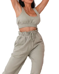 Survêtements de sport pour femmes en molleton imprimé personnalisé 480 g/m², deux pièces, couleur unie, chauds pour l'hiver - Product Image 1