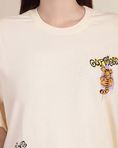 Camiseta de algodón de gran tamaño para mujer, estampado de leopardo, corte holgado, hombros caídos, logotipo personalizado, tejido ecológico, características comprimidas - Product Image 5