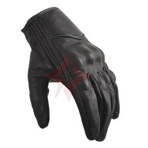 Gants de moto de sport de plein air en cuir de chèvre véritable noir de qualité supérieure, unisexes, pour la course à vélo - Product Image 2