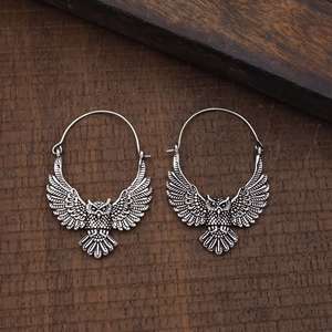 2024 nouveauté 925 argent Sterling hibou conception boucles d'oreilles cerceau ethnique à la mode oiseau accessoires pour femmes filles pour cadeaux de mariage - Product Image 3