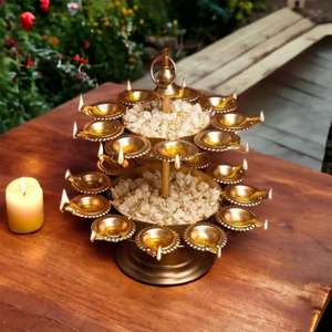 Soporte de vela Urli martillado con cuenco de estilo fresco con mesa de decoración festiva interior para el hogar flotante diya - Product Image 2