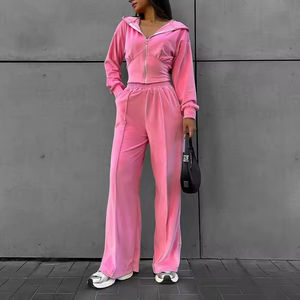 Nouveauté Survêtements pour femmes Tenues de sport décontractées de haute qualité Survêtements en velours velours à manches longues Coupe régulière - Product Image 5