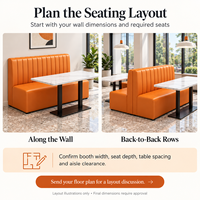 Canapé en cuir orange moderne et durable, ensemble de chaises et tables pour cafés commerciaux, restaurants de restauration rapide, hôtels, cafés