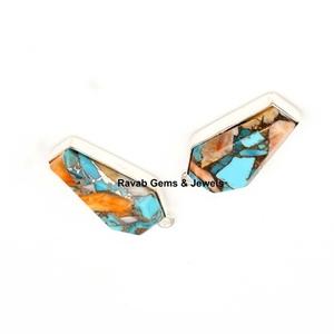 Haute qualité 925 argent bijoux fins Mohave huître épineuse cuivre Turquoise 10x17mm cercueil pendentif à breloque pour Bracelet ou collier - Product Image 5