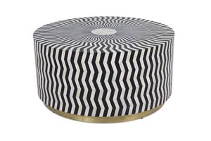 Taburete lateral de madera de diseño moderno hecho a mano con diseño en zigzag con incrustaciones de hueso para sala de estar, oficina, baño, uso en Hotel - Product Image 5