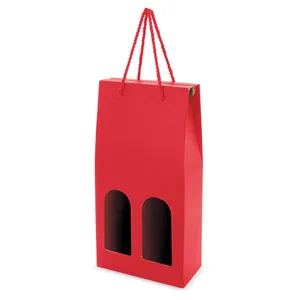 Sac en papier promotionnel personnalisé, boîte porte-bouteille Snizz, gadgets personnalisables - Product Image 1