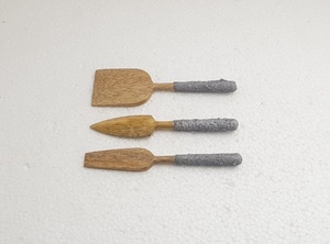 Conjunto de cubiertos de madera Natural con apariencia de lujo, tenedor de alta calidad, plata, hormigón, diseño, mango, corte de queso - Product Image 2