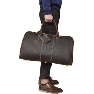 Vintage Leather Duffel Gym Sports Overnight <b>Weekend</b> <b>Bags</b> <b>for</b> <b>Men</b> and Women Leather Travel <b>Bags</b> - Product Image 5