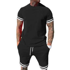 ชุดเซ็ตเสื้อผ้าผู้ชายลำลองสำหรับฤดูร้อน ผ้าถักเนื้อนุ่ม ระบายอากาศได้ดี สีพื้น ผ้าฝ้าย - Product Image 1